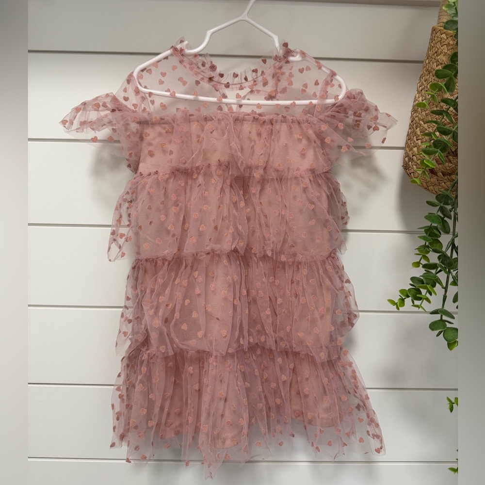 Tullabee Pink Ruffled Mesh Dress